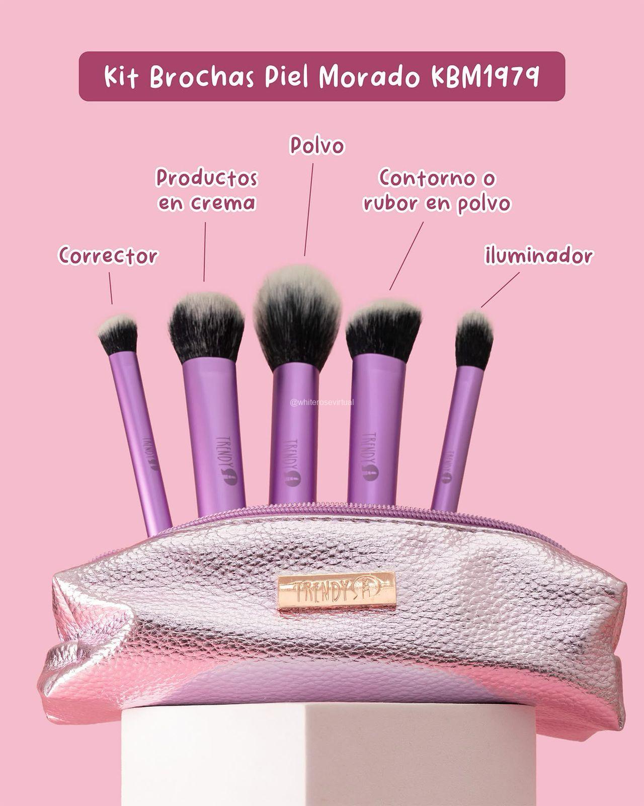 Kit Brochas Piel Morado Trendy